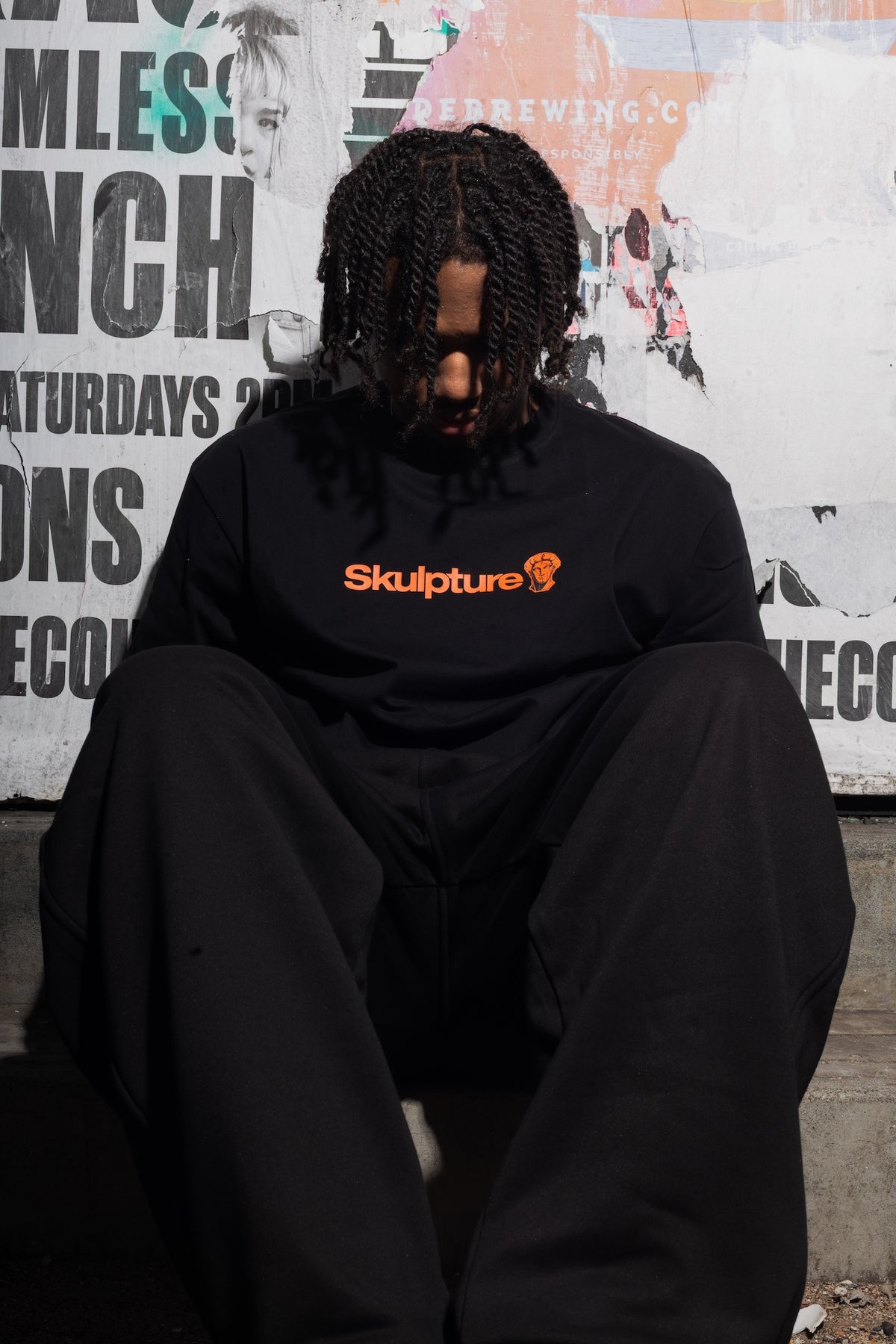 Orange Logo Tee, Black