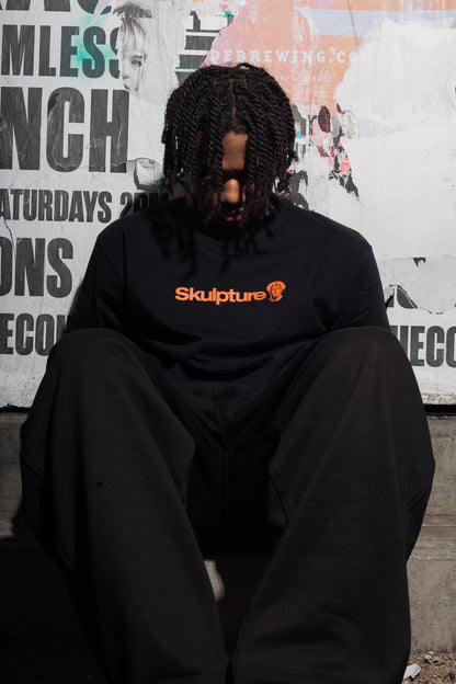 Orange Logo Tee, Black