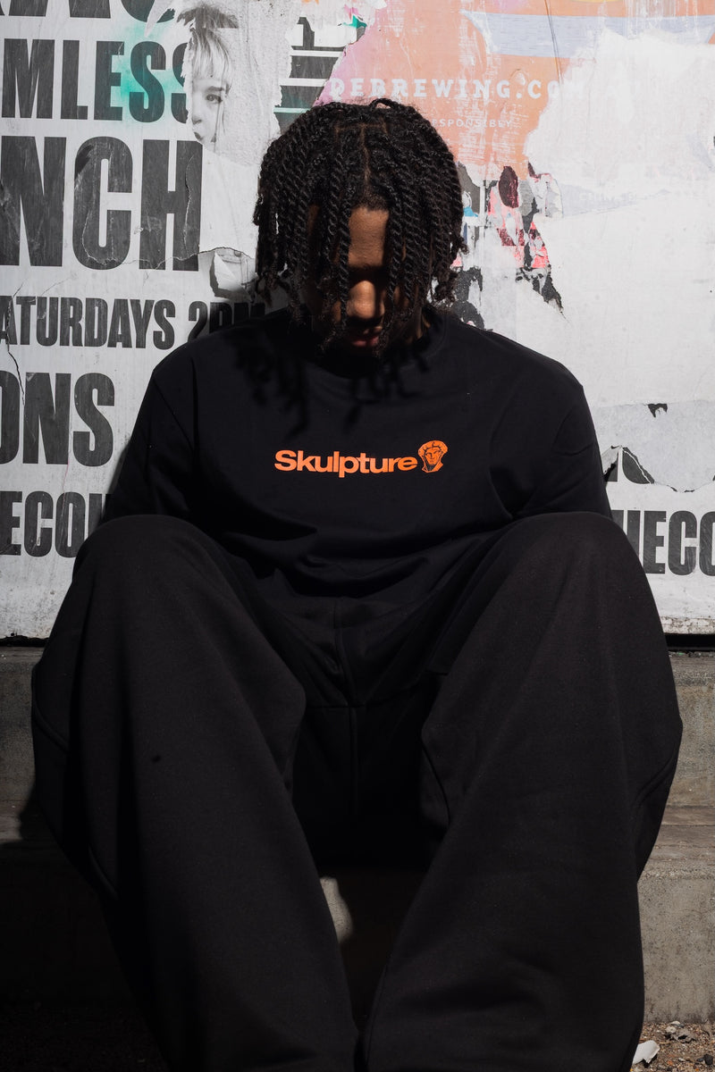 Orange Logo Tee, Black