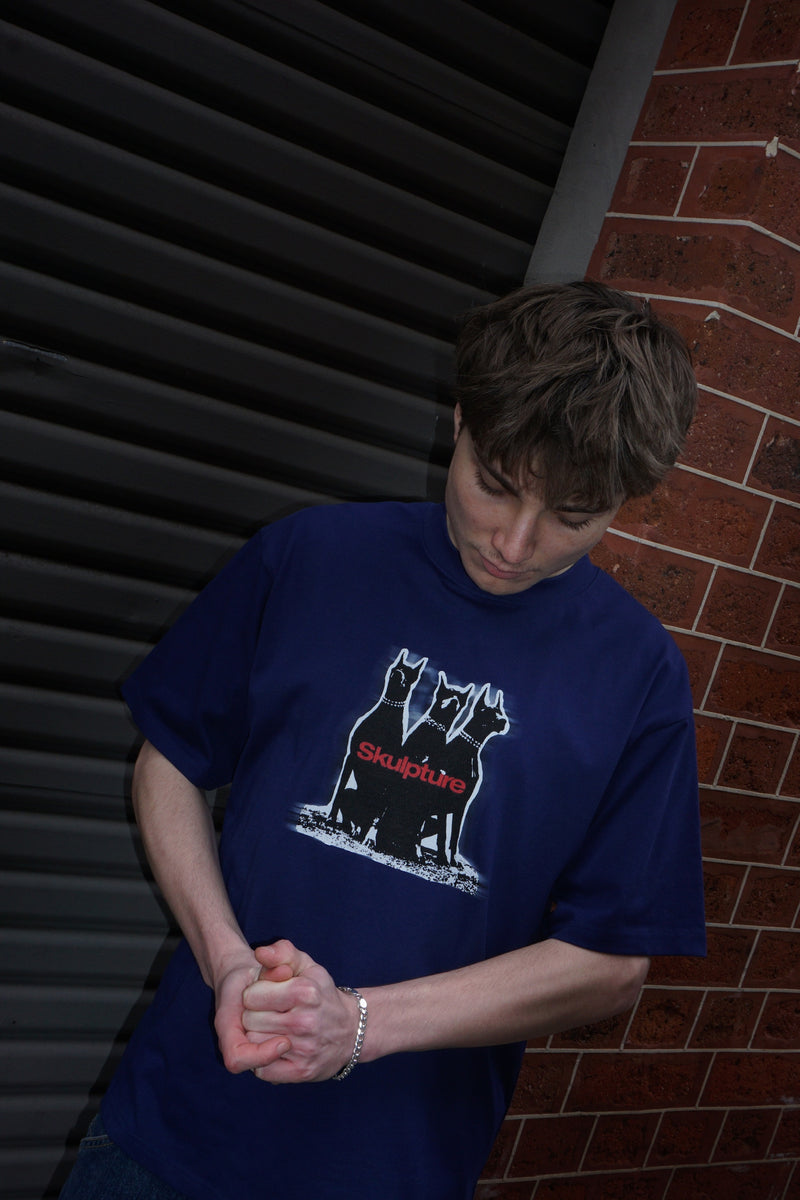 Doberman Dogs Tee, Indigo Blue
