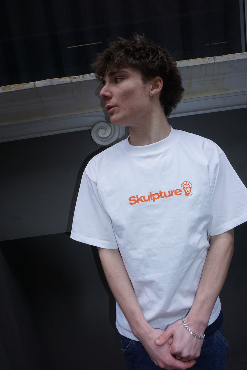 Orange Logo Tee, White