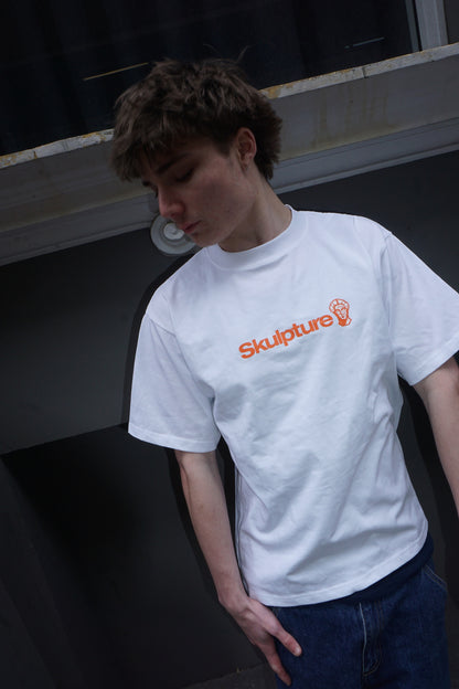 Orange Logo Tee, White