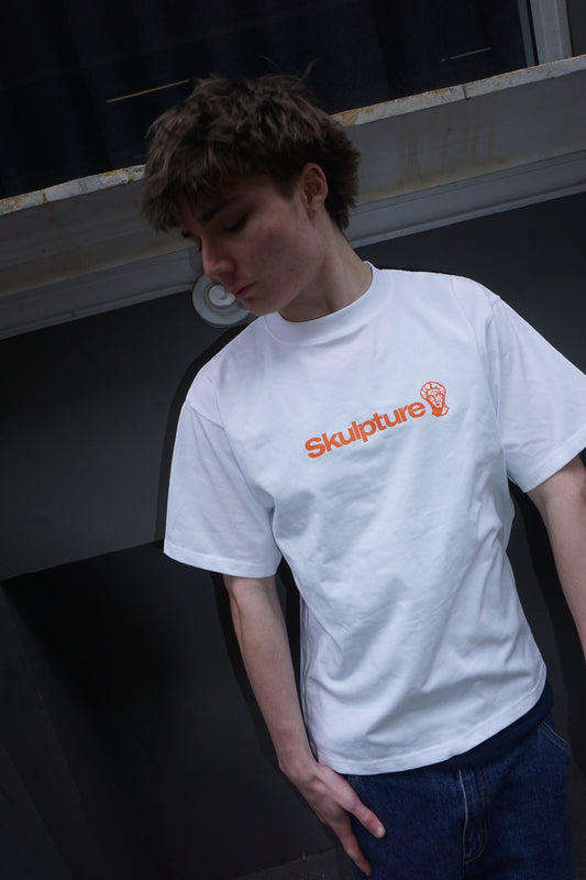 Orange Logo Tee, White