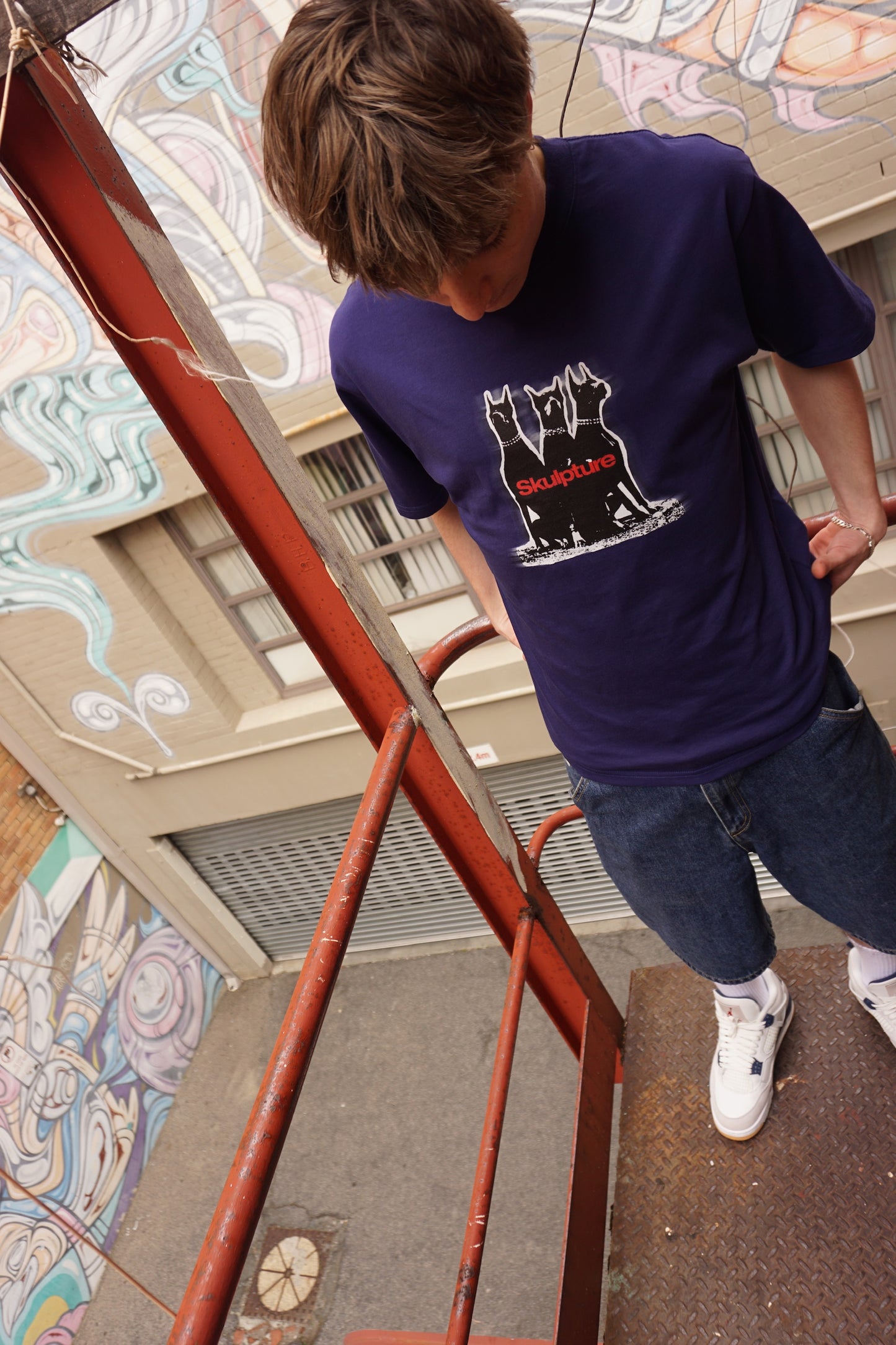 Doberman Dogs Tee, Indigo Blue