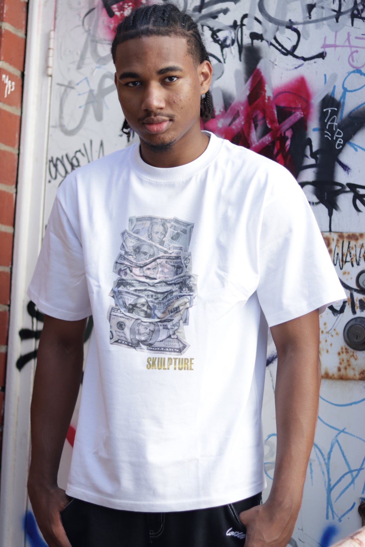 Money Bills Tee, White