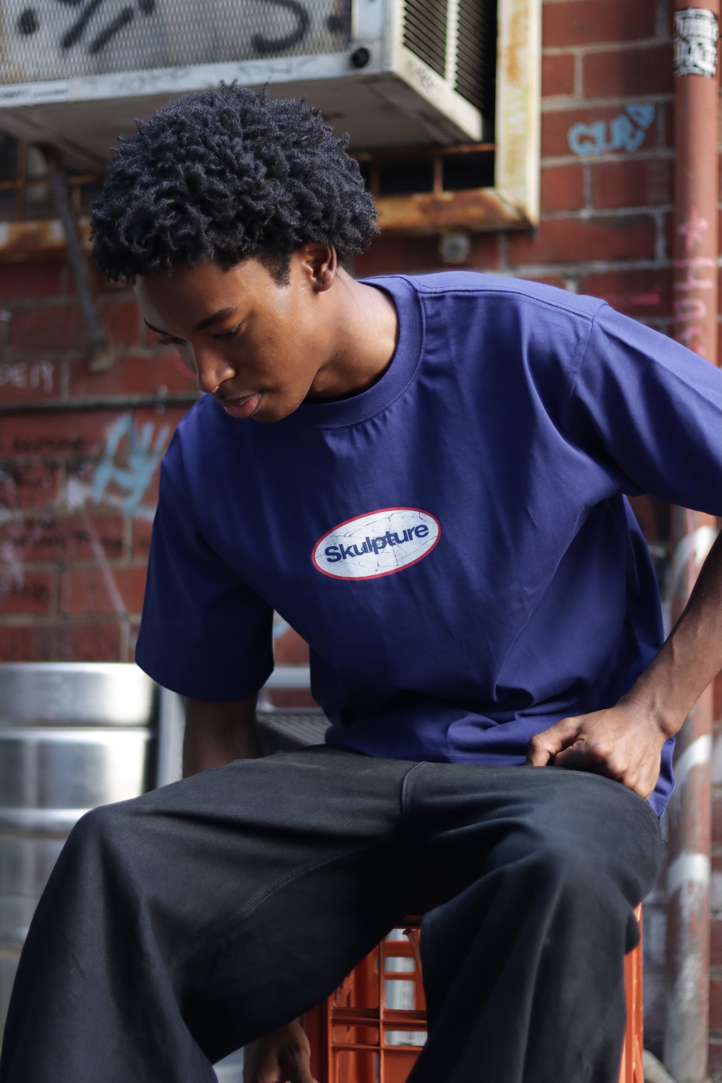 Shattered Mirror Tee, Indigo Blue