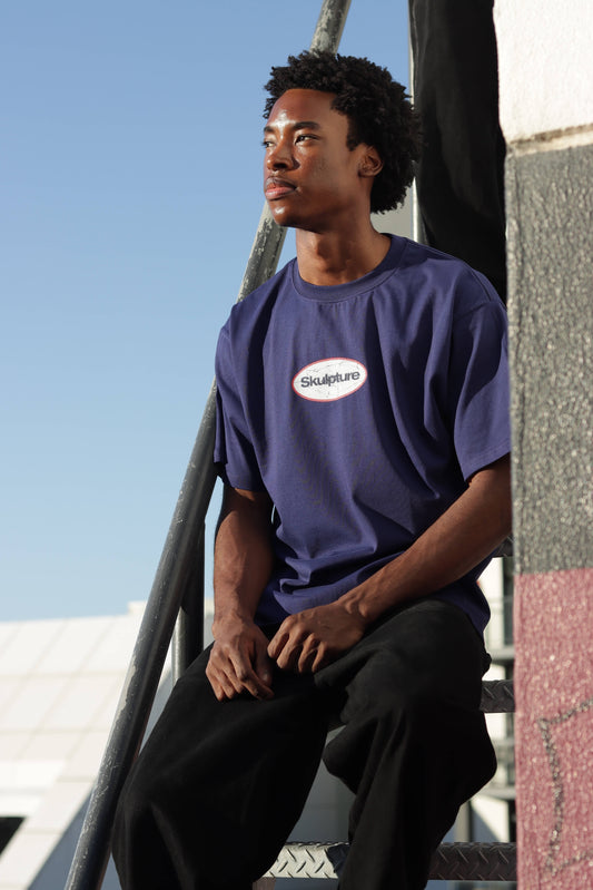 Shattered Mirror Tee, Indigo Blue