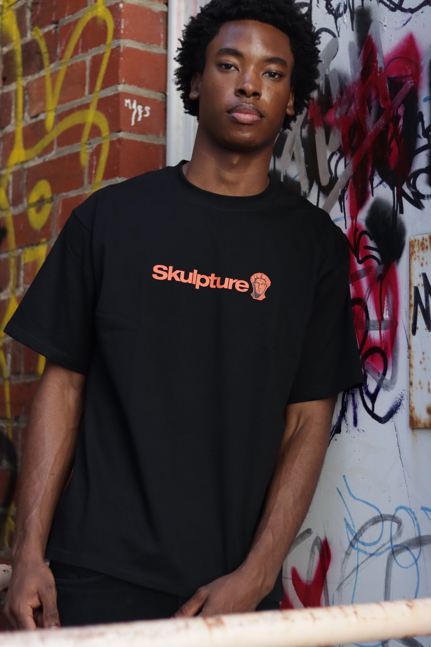 Orange Logo Tee, Black